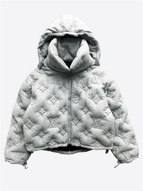 louis vuitton monogram boyhood grey puffer jacket|Louis Vuitton grey monogram jacket.